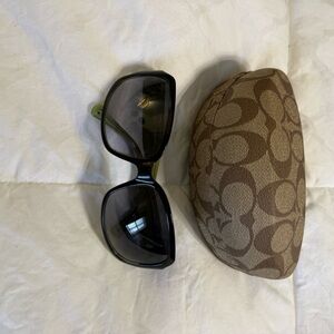 Coach Black / Green Sunglasses with Brown Patterned Case